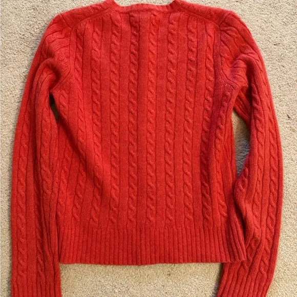J. Crew Vibrant Red Cable Knit Cashmere Blend Cardigan - Picture 2 of 5